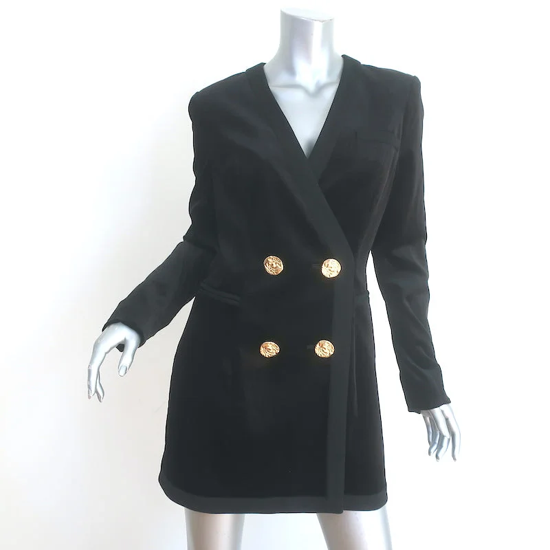 Saloni Bree Double Breasted Blazer Mini Dress Black Velvet Size US 6 NEW Women's Premium Blazer
