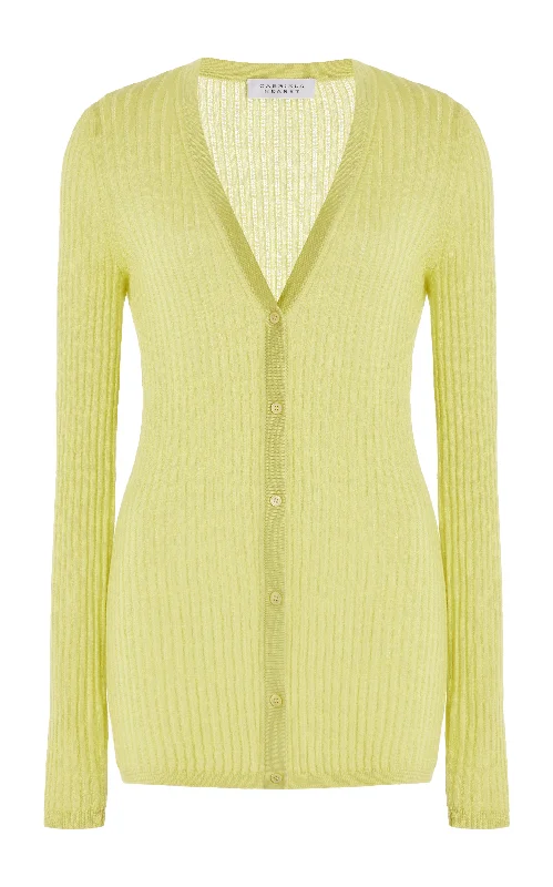 Emma Pointelle Knit Cardigan in Lime Adamite Cashmere Silk Jersey Fabric Tulle Fabric Batik Fabric Emma Pointelle Knit Cardigan in Lime Adamite Cashmere Silk Jersey Fabric Tulle Fabric Batik Fabric