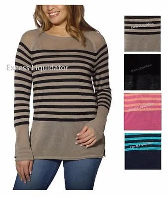 525 America Womens Open Weave Long Sleeve Sweater Polka Dot Checkered Tartan