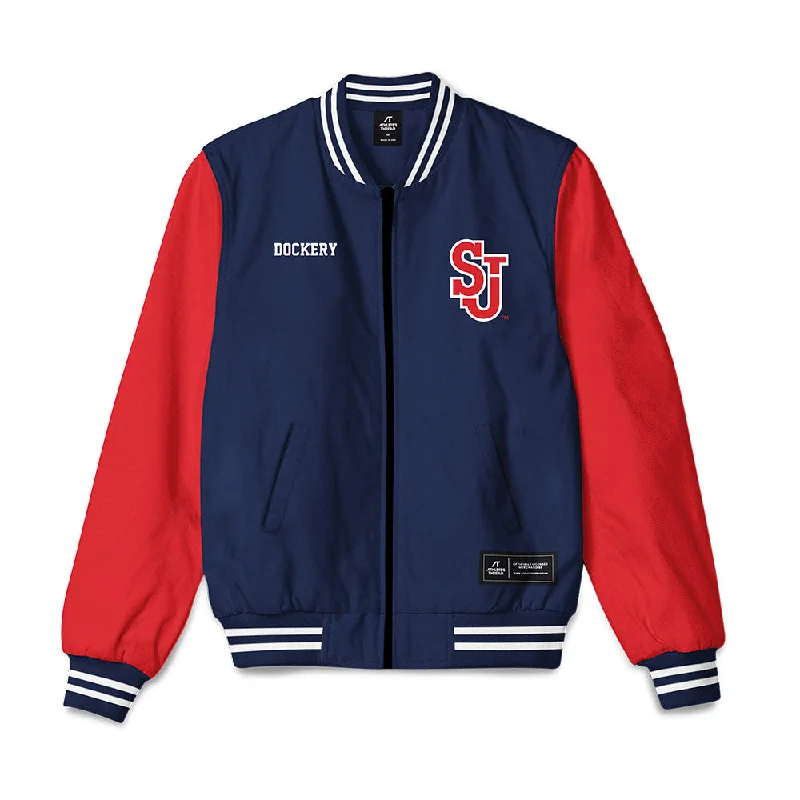 St. Johns - NCAA Women's Track & Field : Jade Dockery - Bomber Jacket Faux Fur Fabric Real Fur Fabric Shearling Fabric