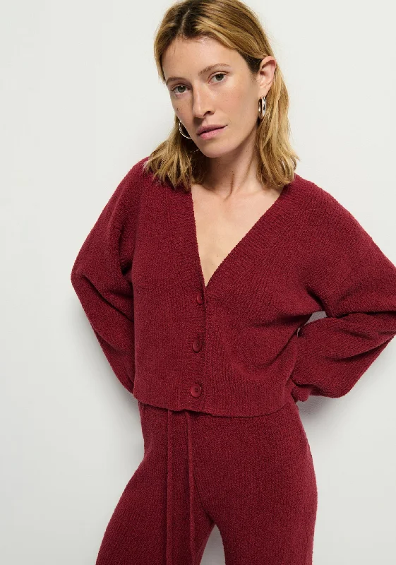 Nation LTD  - Bo Balloon Sleeve Cardigan in Danish Red Bright Pastel Dark