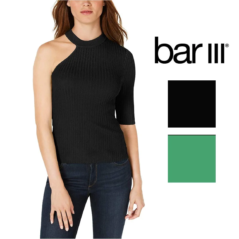 Bar III Womens Fitted Scoop Neck One-Shoulder Silhouette Sweater Terry Blend Velvet Blend Canvas Blend Bar III Womens Fitted Scoop Neck One-Shoulder Silhouette Sweater Terry Blend Velvet Blend Canvas Blend