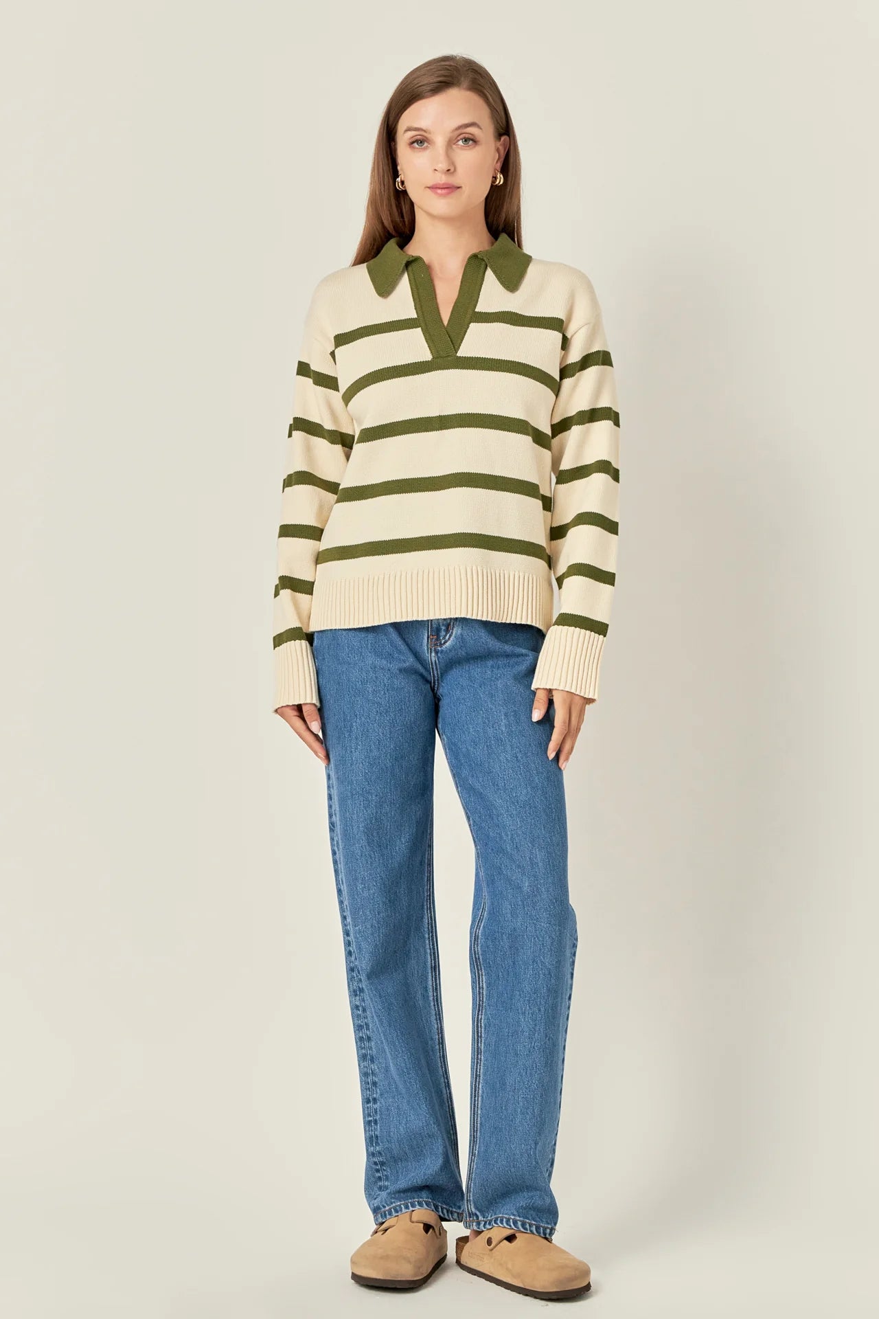 Striped Collared Sweater Boxy Sweater Fitted Sweater A-Line