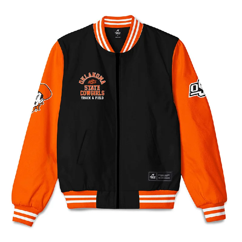 Oklahoma State - NCAA Women's Track & Field : Brooke Bayles - Bomber Jacket V-Neck Jacket Boat Neck Jacket Square Neck Jacket