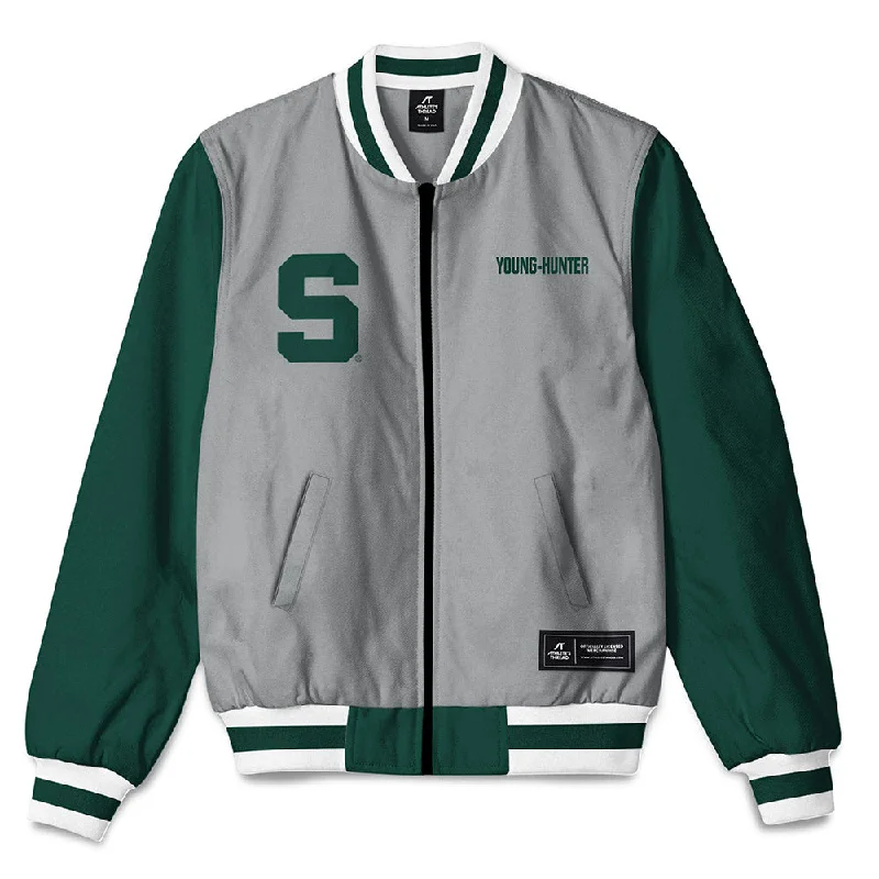 Michigan State - NCAA Women's Track & Field : Kelis Young-Hunter - Bomber Jacket Denim Jacket Leather Jacket Suede Jacket