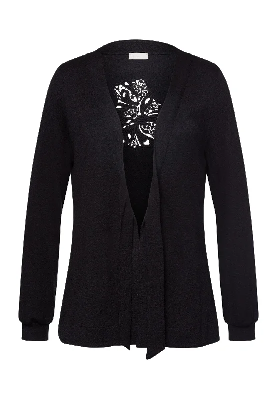 Marlene Wool Blend Front-Tie Cardigan | Black 78874-018 Casual Formal Business