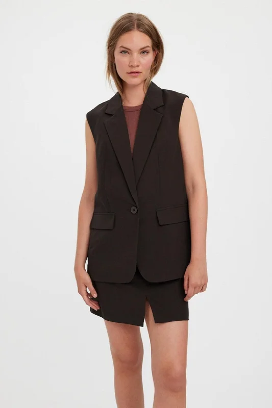 Troian Blazer Vest - Coffee Bean Women's Trench Blazer