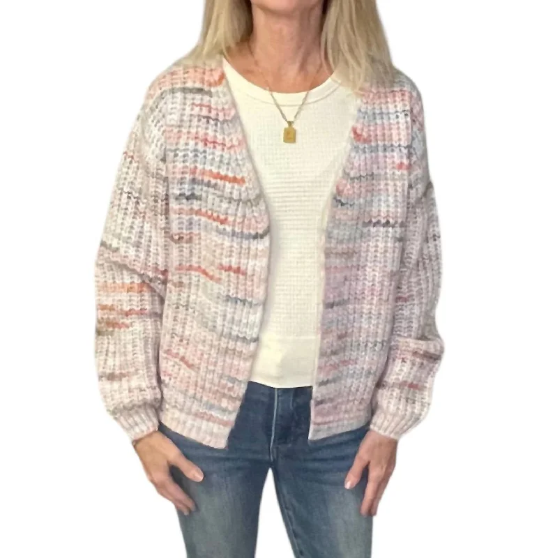 Dorset Cardigan In Multicolor Wool Fabric Cashmere Fabric Tweed Fabric