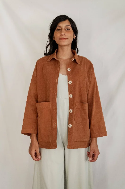 Painters Button Jacket (Saddle Brown) Denim Jacket Leather Jacket Suede Jacket