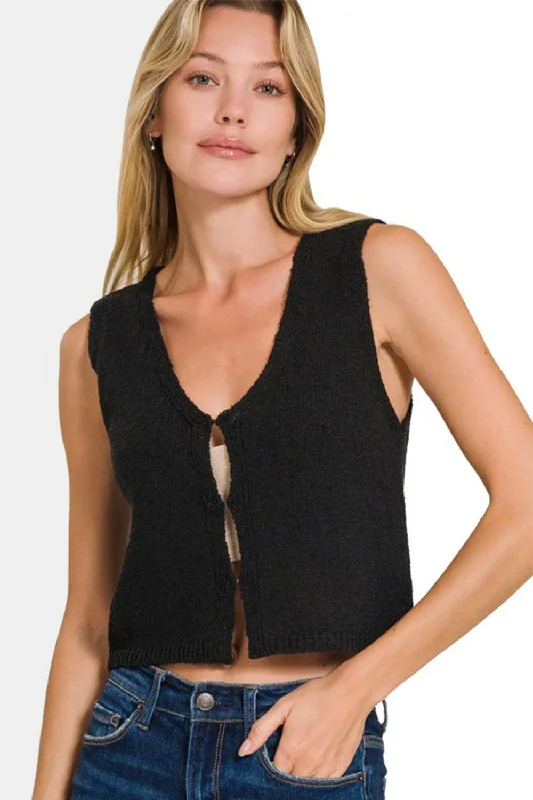 Zenana Hook and Eye Closure V-Neck Sweater Vest Nylon Fabric Polyester Fabric Spandex Fabric Zenana Hook and Eye Closure V-Neck Sweater Vest Nylon Fabric Polyester Fabric Spandex Fabric