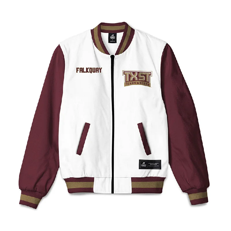 Texas State - NCAA Women's Track & Field : makhi falkquay - Bomber Jacket Cotton Jacket Linen Jacket Terry Jacket Texas State - NCAA Women's Track & Field : makhi falkquay - Bomber Jacket Cotton Jacket Linen Jacket Terry Jacket