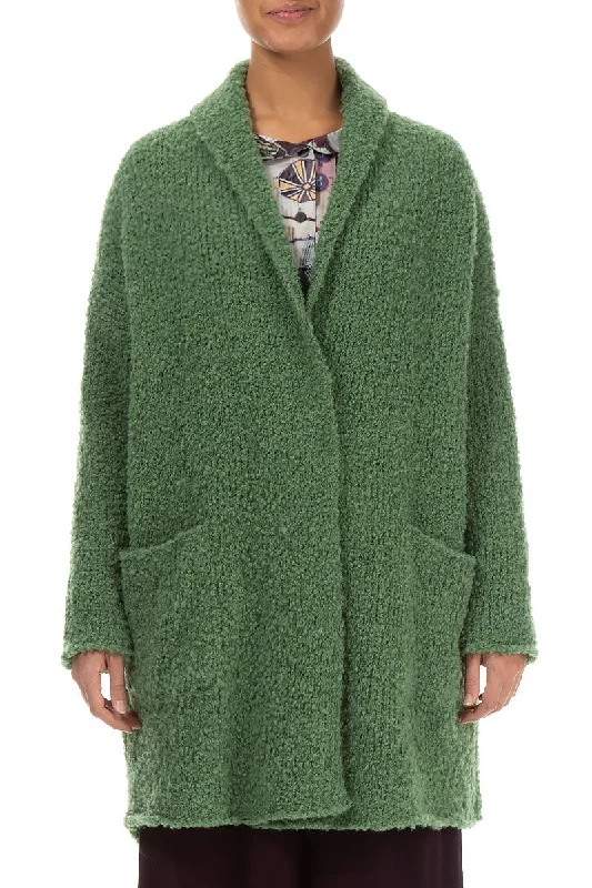 Side Pockets Sage Green Alpaca Wool Cardigan Welt Pockets Slit Pockets Flap Pockets