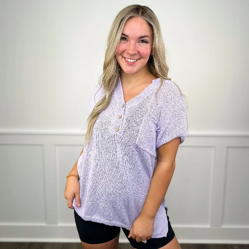 Doe & Rae You're a Vision Knit Short Sleeve Purple Sweater Top Open Front Closed Front Wrap Front Doe & Rae You're a Vision Knit Short Sleeve Purple Sweater Top Open Front Closed Front Wrap Front