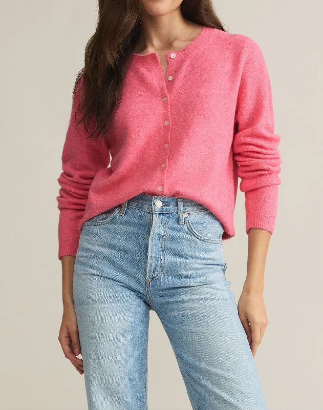 Medina Cardigan | Pink Zippered Buttoned Snapped