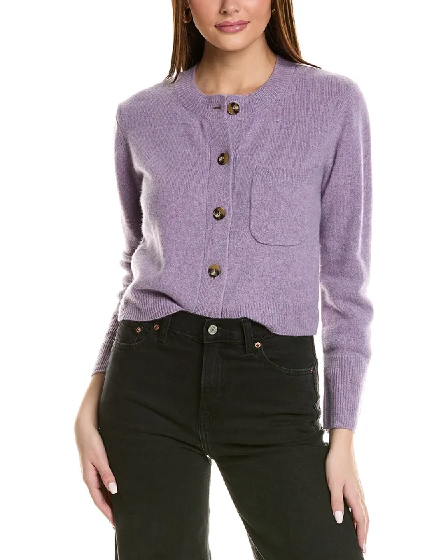Design History Patch Pocket Cashmere Cardigan Crew Neck V-Neck Turtle Neck