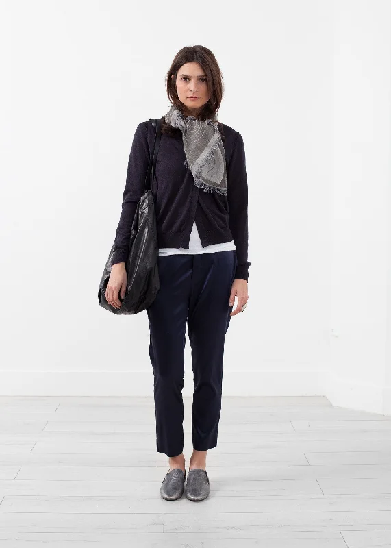 Shrunken Cardigan Silk Blend Satin Velvet