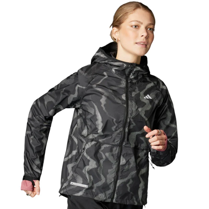 adidas Ultimate WIND.RDY Womens Full-Zip Running Jacket Zippered Front Buttoned Front Snap Front