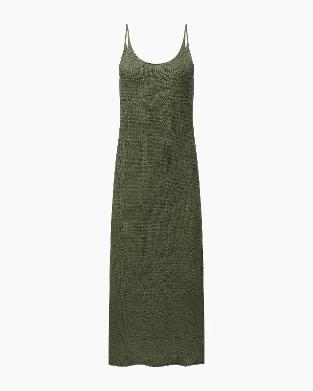 Textured Linen Sweater Scoop Maxi Dress High Neck Crew Neck V-Neck