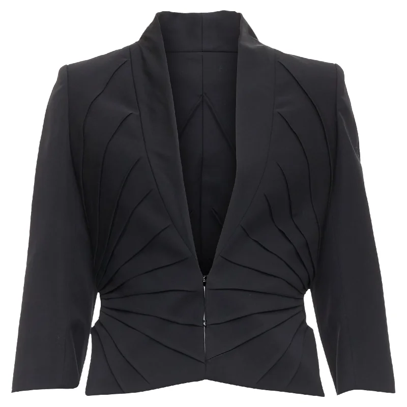 Alexander McQueen virgin wool contour pleated dart blazer Women's Handmade Blazer