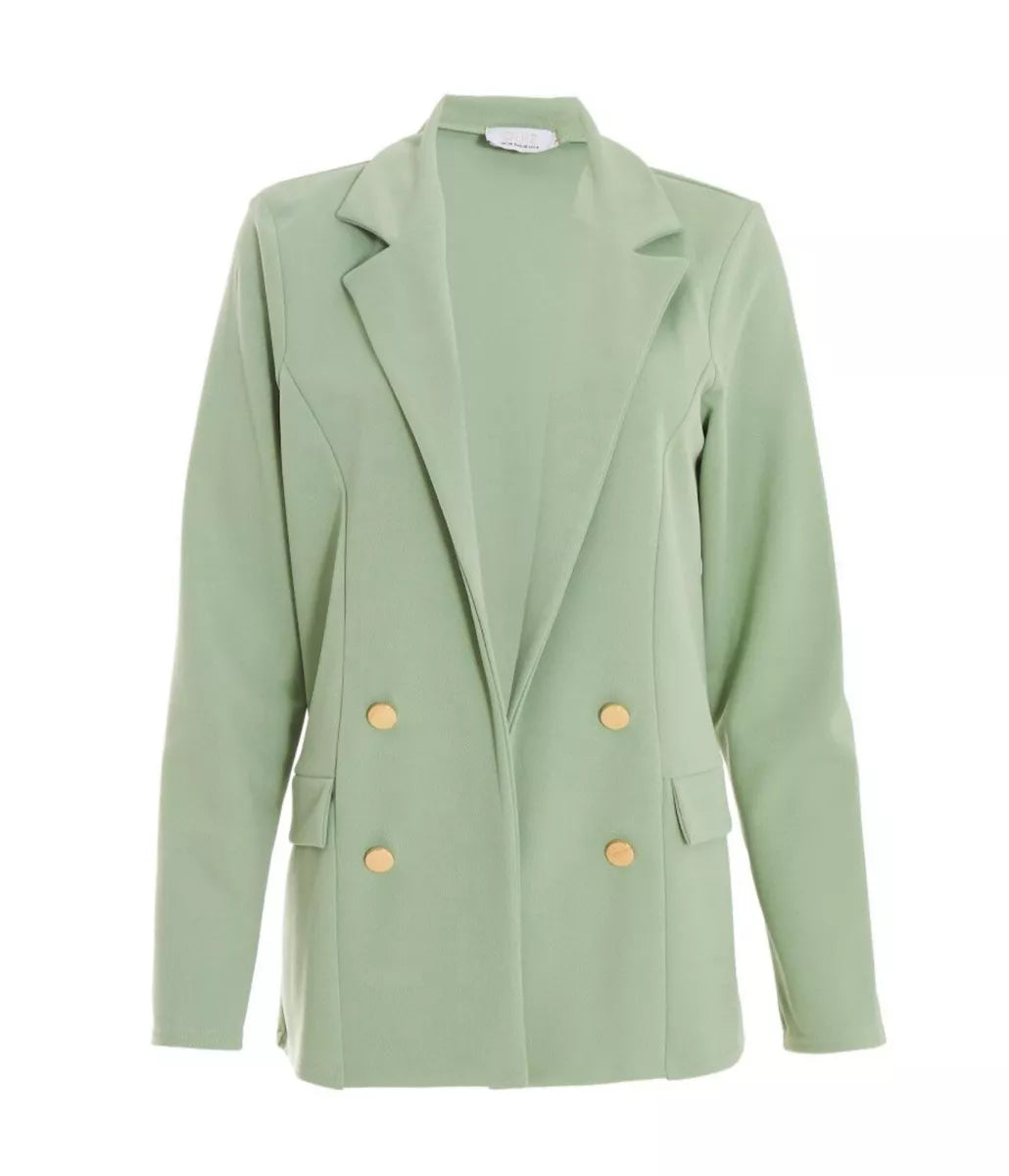 Sage Tailored Blazer with Gold Buttons Women's Fashion Blazer