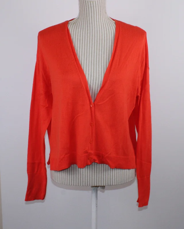 OLD NAVY THIN CORAL CARDIGAN LADIES MEDIUM PRE-LOVED Fitted Slim Tailored