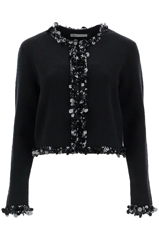 beaded cardigan 164511 BLACK Terry Terry Cloth Terry Knit