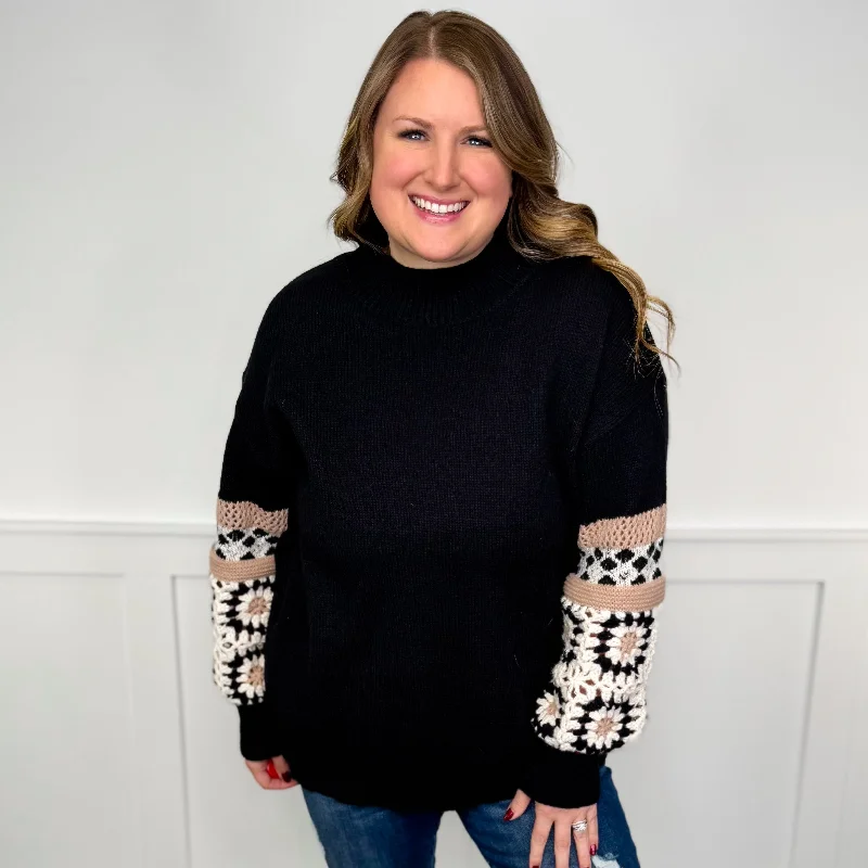We're Friendly Knit Long Sleeve Black Avery Mae Sweater Top Chenille Fabric Brocade Fabric Lace Fabric We're Friendly Knit Long Sleeve Black Avery Mae Sweater Top Chenille Fabric Brocade Fabric Lace Fabric