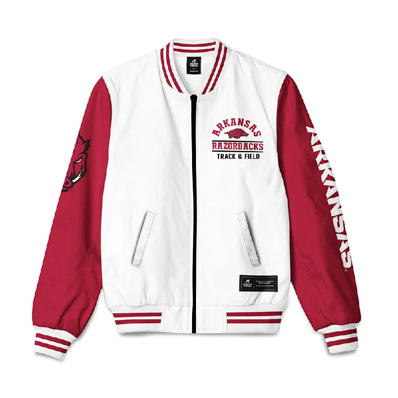 Arkansas - NCAA Women's Track & Field : Ariane Linton - Bomber Jacket Rayon Fabric Velvet Fabric Corduroy Fabric