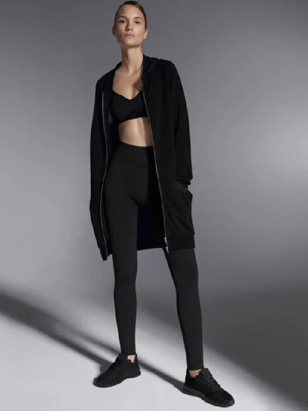 Wolford T Black Zip Hooded Jacket 52905 7005 Collared Jacket Crew Neck Jacket Turtle Neck Jacket