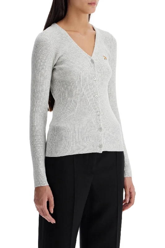 Maison Kitsune Slim Fit Baby Fox Cardigan For Terry Blend Velvet Blend Canvas Blend
