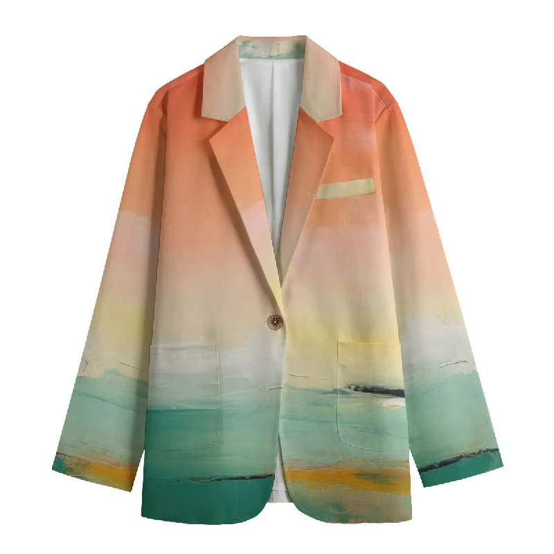 All-Over Print Women's Leisure Blazer | 245GSM Cotton Women's Luxurious Jacket