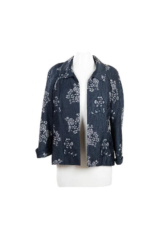 Navy Floral Lace Blazer Women's Vacation Suit