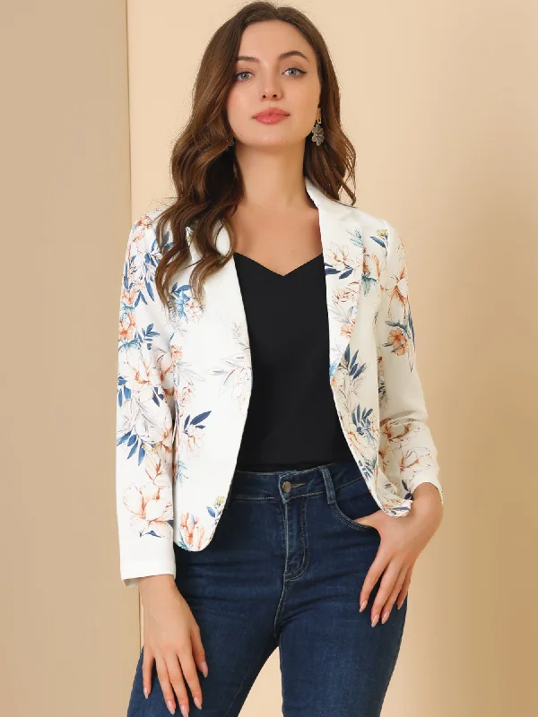 Open Front Floral Work Business Crop Blazer Jacket Chenille Fabric Brocade Fabric Lace Fabric