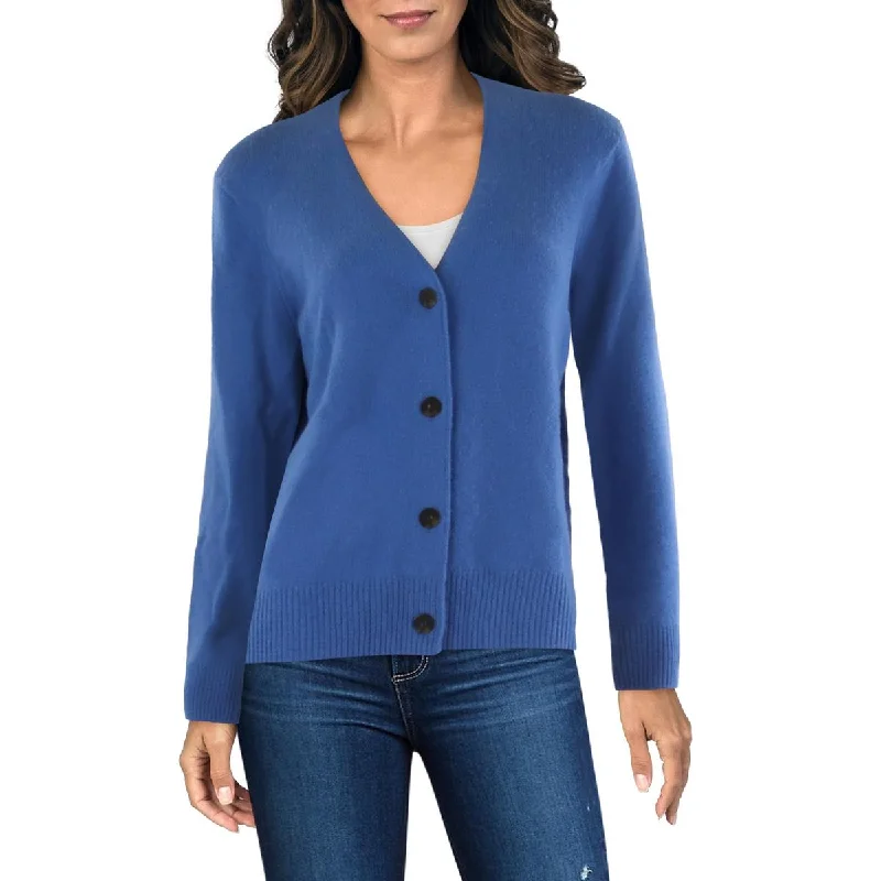 Womens Cashmere Button Up Cardigan Sweater Tailored Straight A-Line