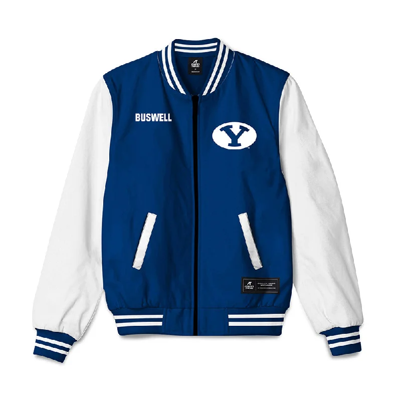 BYU - NCAA Women's Track & Field : Tessa Buswell - Bomber Jacket Insulated Jacket Fitted Jacket Loose Jacket BYU - NCAA Women's Track & Field : Tessa Buswell - Bomber Jacket Insulated Jacket Fitted Jacket Loose Jacket