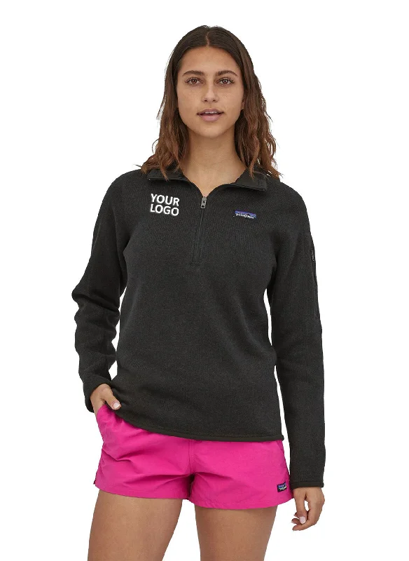 Patagonia Womens Better Sweater Custom Quarter Zips, Black Fitted Slim Tailored