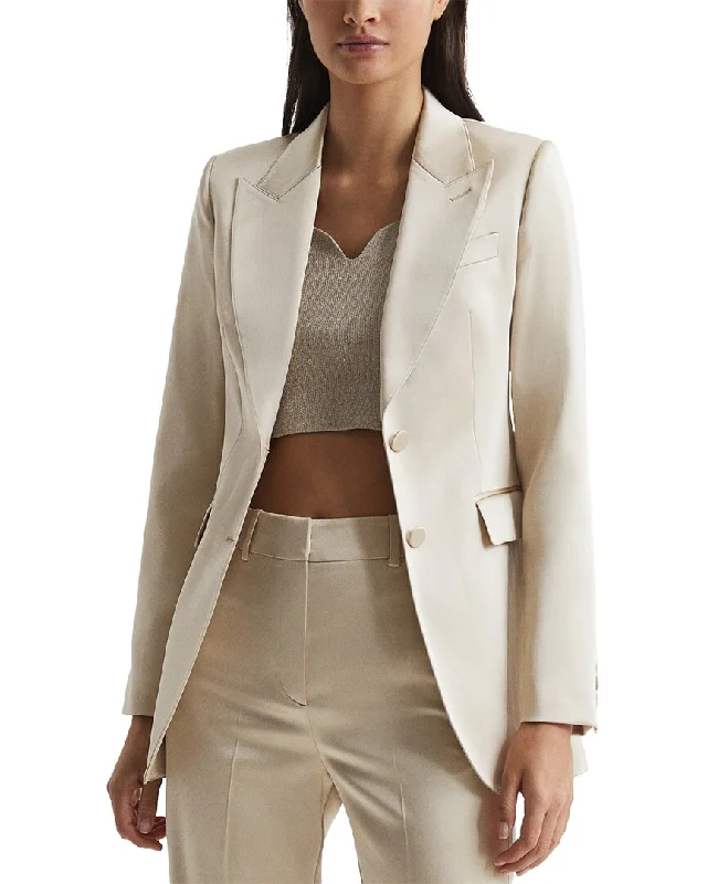 Reiss Mae Satin Single Breasted Blazer Spring Women's Coat