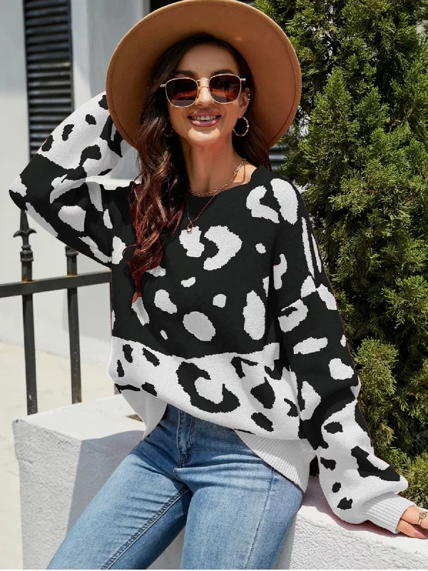 SOFT LEOPARD JUMPER Hooded Caped Shawl Collar