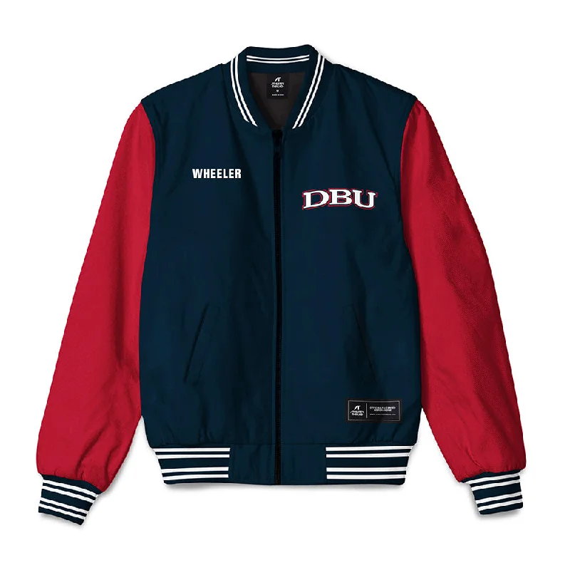Dallas Baptist - NCAA Women's Track & Field : Cierra Wheeler - Bomber Jacket Chenille Jacket Brocade Jacket Lace Jacket
