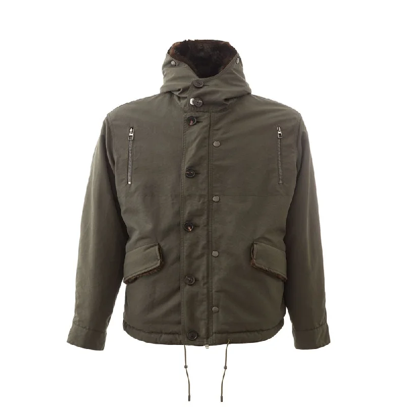 Elegant Cotton Army Jacket For Men Tiered Jacket Buttoned Jacket Zippered Jacket