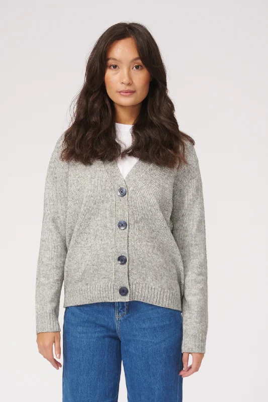 Strikket Cardigan - Lysegrå Meleret Mesh Cardigan Canvas Denim