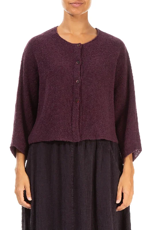 Rounded Mulberry Wool Cardigan Cardigan Knitwear Sweater