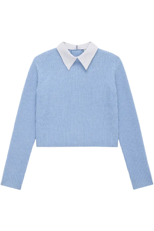 The Gallery Knit Sweater | Light Blue Spandex Blend Rayon Blend Denim Blend