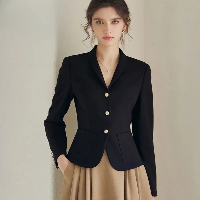 Jacket Blazer Woman Crop Clothes Slim Outerwears Short Solid Coats for Women Women's High-End Blazer Jacket Blazer Woman Crop Clothes Slim Outerwears Short Solid Coats for Women Women's High-End Blazer