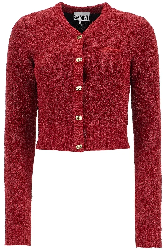 sparkling cardigan K2367 RACING RED Seamless Knitted Crochet