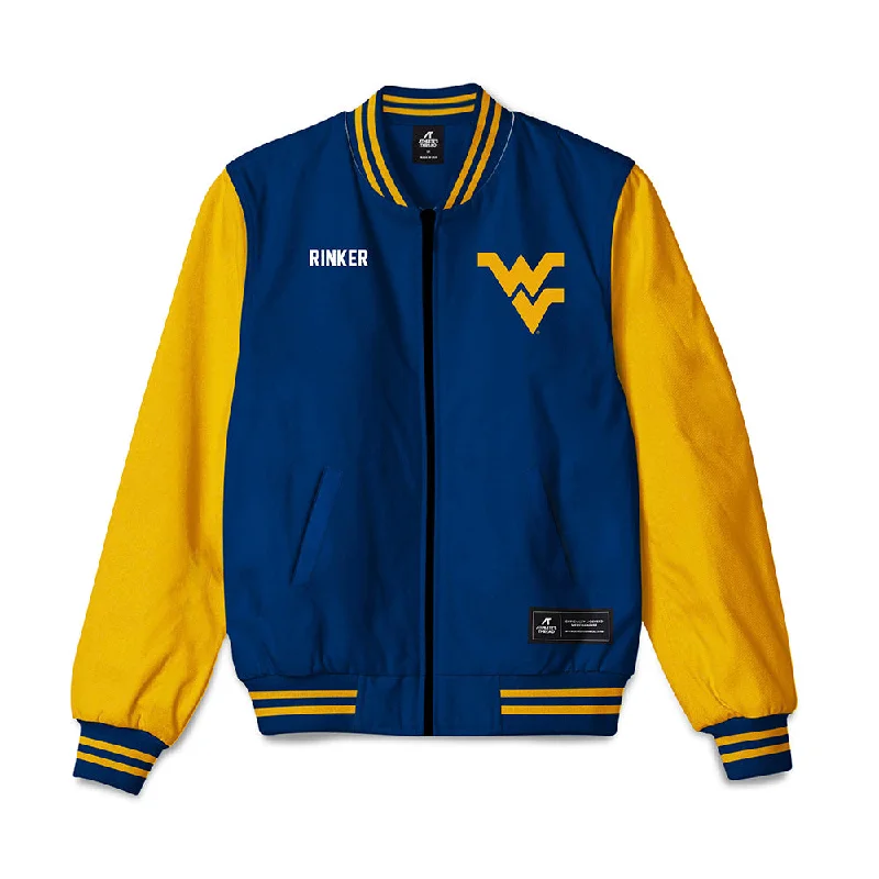 West Virginia - NCAA Women's Track & Field : Eva Rinker - Bomber Jacket Tiered Jacket Buttoned Jacket Zippered Jacket West Virginia - NCAA Women's Track & Field : Eva Rinker - Bomber Jacket Tiered Jacket Buttoned Jacket Zippered Jacket