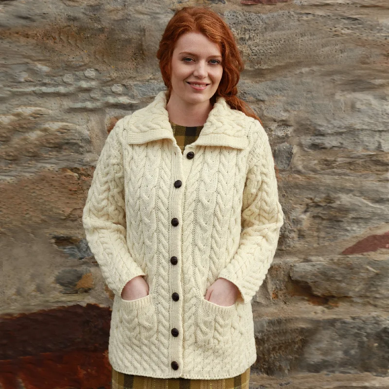 Ladies Aran Lumber Jacket Cardigan Cardigan Sweater Pullover