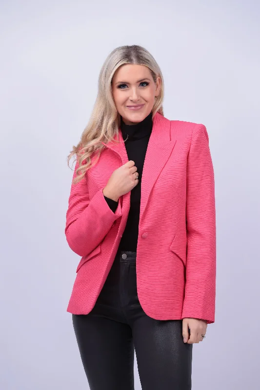 L'Agence Chamberlain Blazer in Coral Fuchsia Women's Trendy Jacket