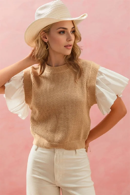 Oh Full Size Ruffled Round Neck Short Sleeve Sweater Satin Fabric Silk Fabric Chiffon Fabric Oh Full Size Ruffled Round Neck Short Sleeve Sweater Satin Fabric Silk Fabric Chiffon Fabric