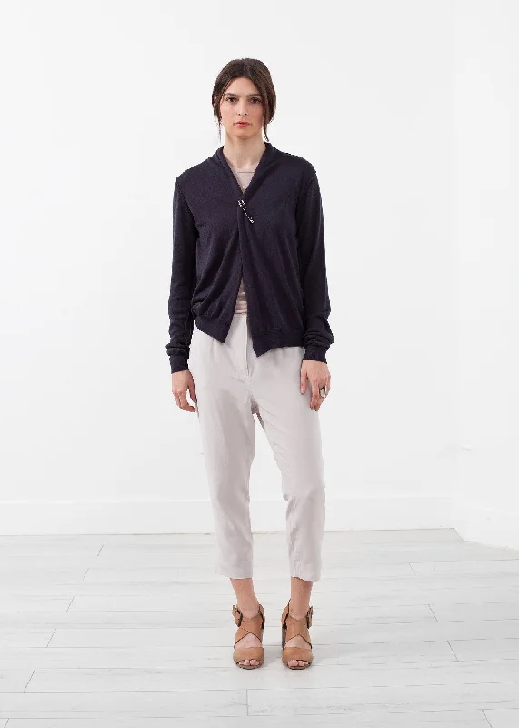 Shawl Cardigan Real Fur Shearling Chenille